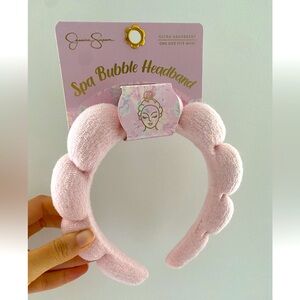 Jessica Simpson Pink plush Spa Bubble washing face Makeup Absorbent Headband NWT